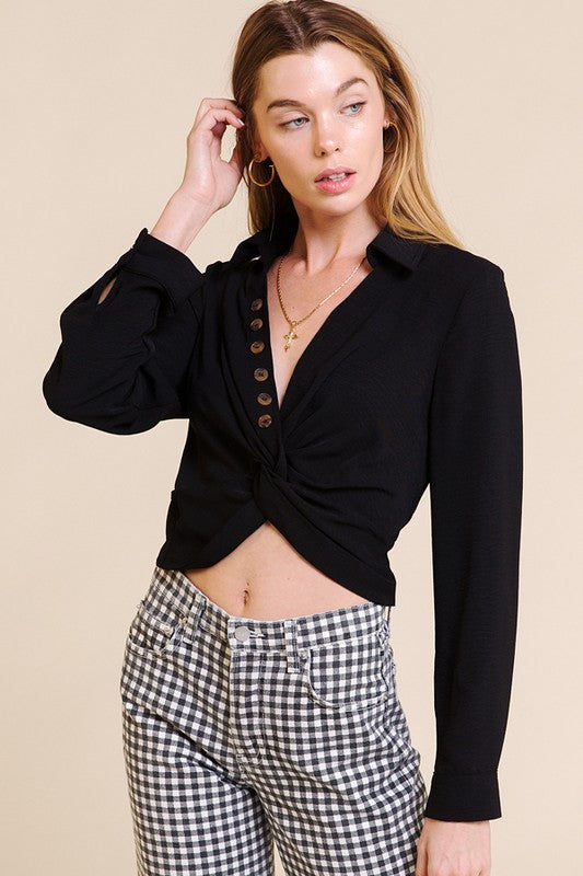 Hazel Button Crop Top