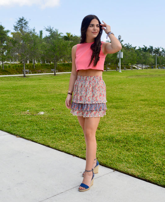 Charlotte Ruffle Flower Skort