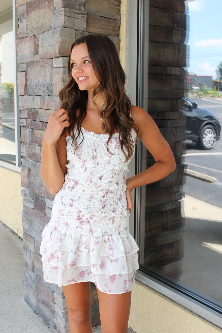 Audrey Floral Smocked Mini Dress