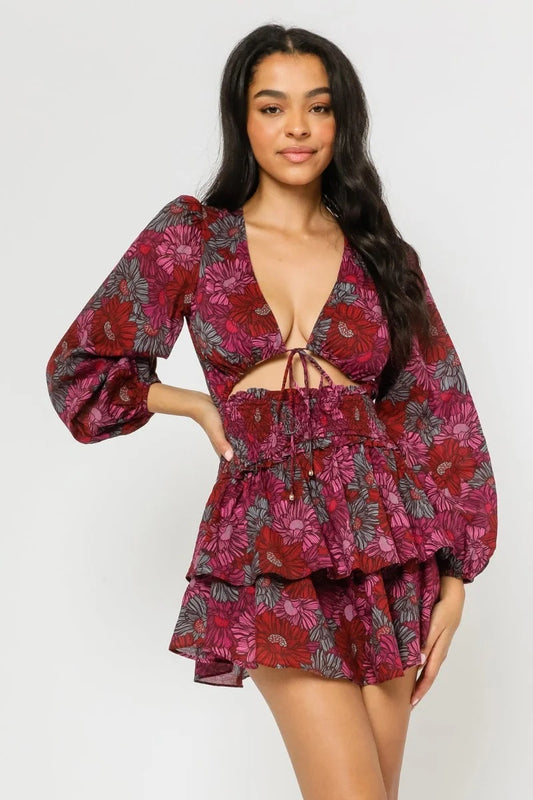 Sophie Plum Floral Mini Dress